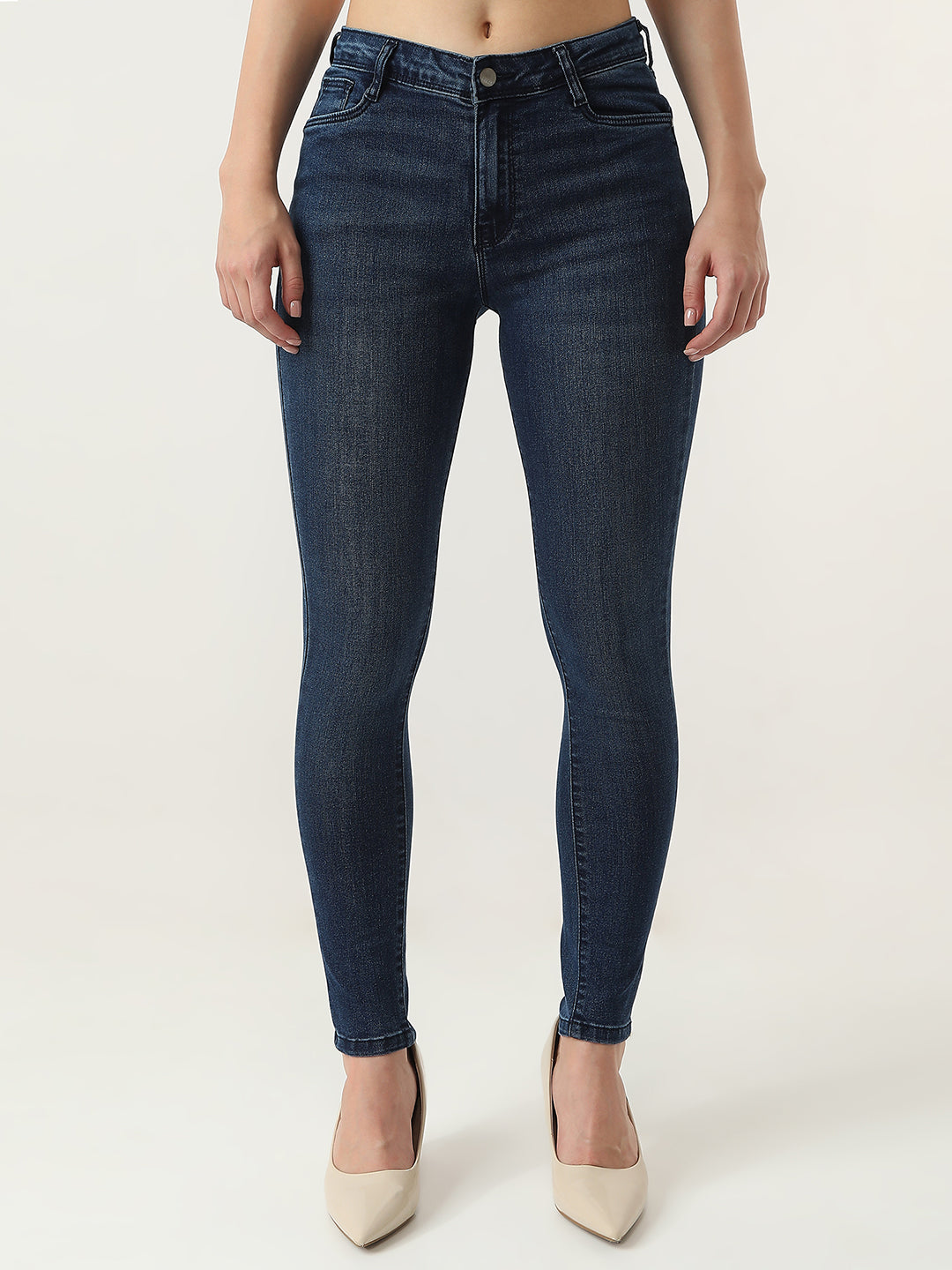 Women Dark Blue Sky High Skinny Jeans