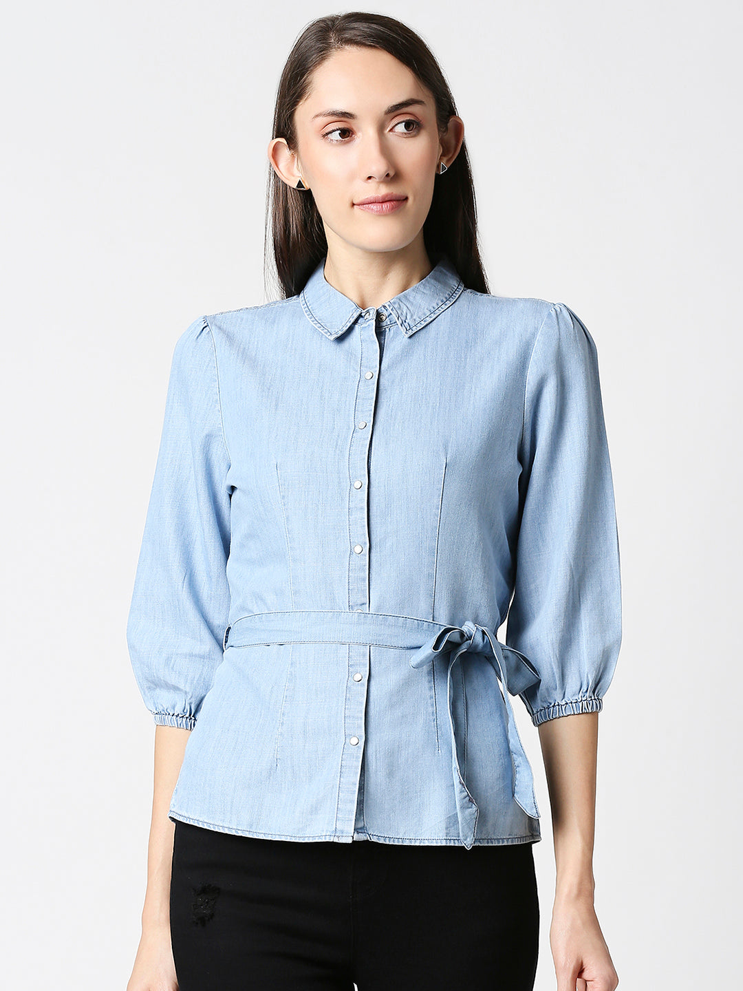 Women Blue Denim Top
