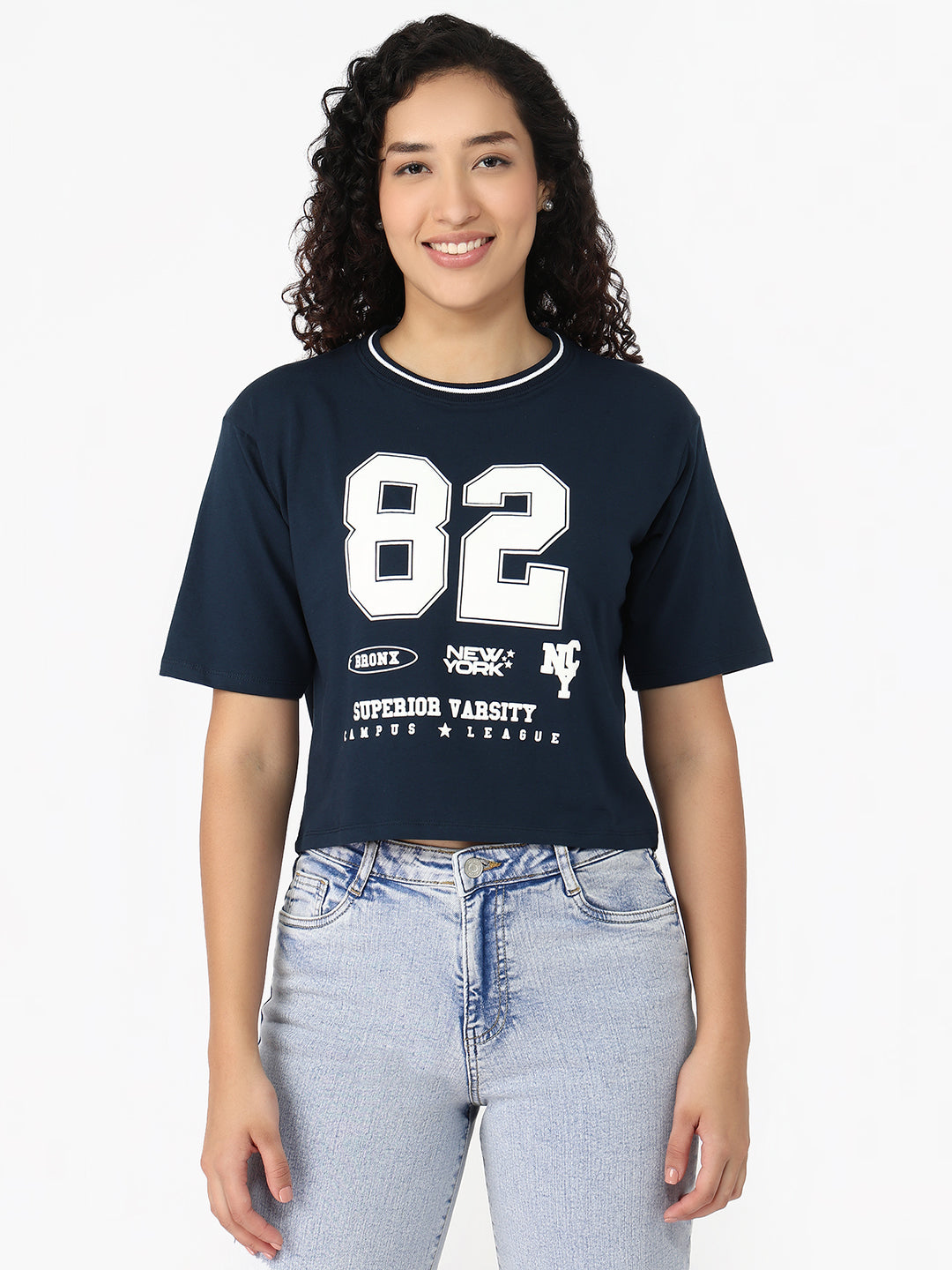 Women Airforce Slim Fit Graphic Crop T-Shirt