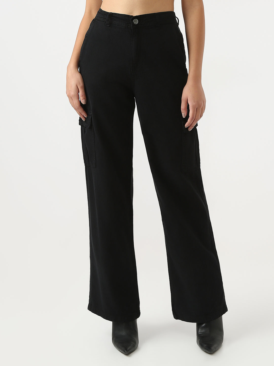 Women Black Mid-Rise Cargo