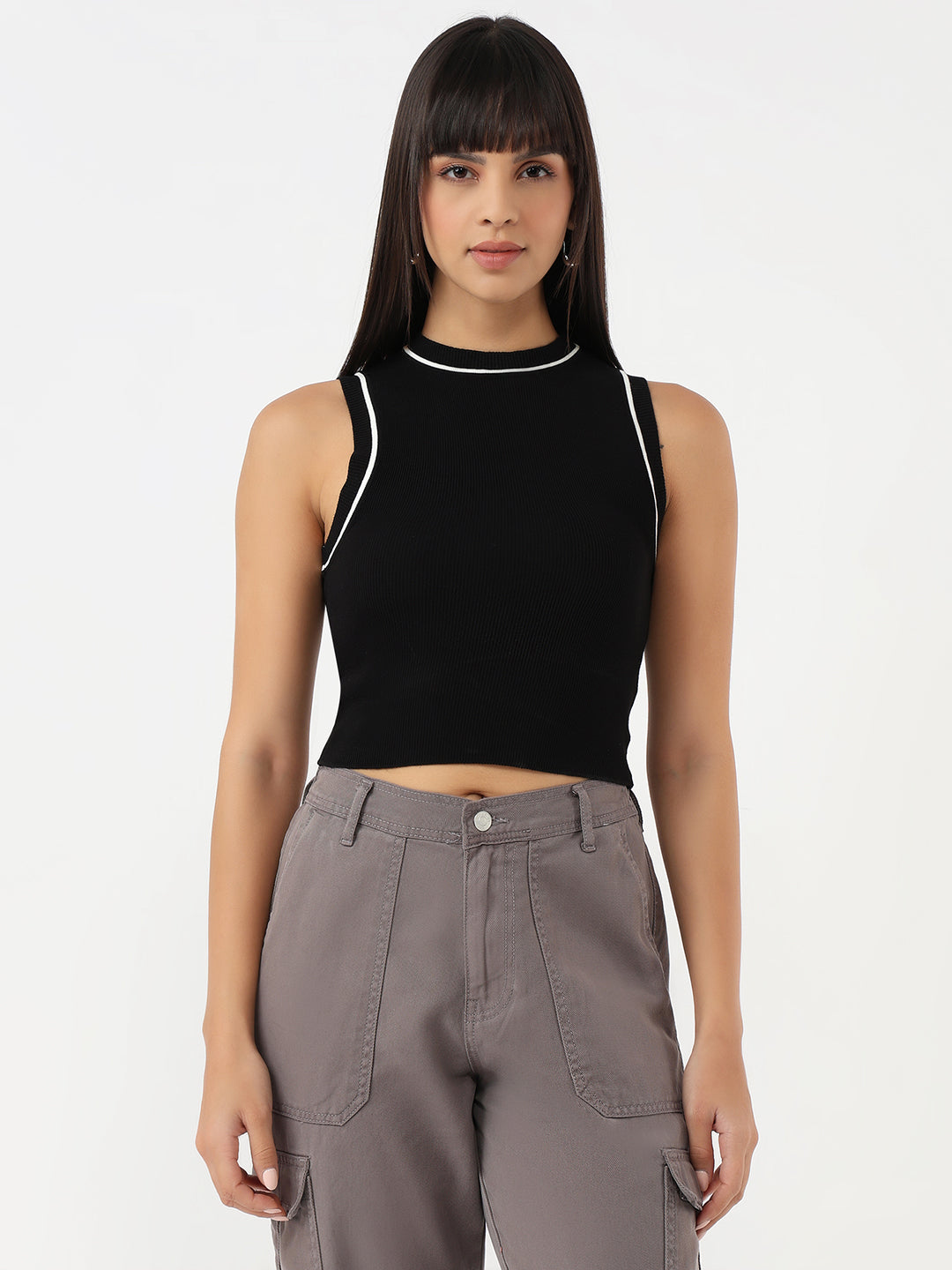 Women Black Slim Tank Top