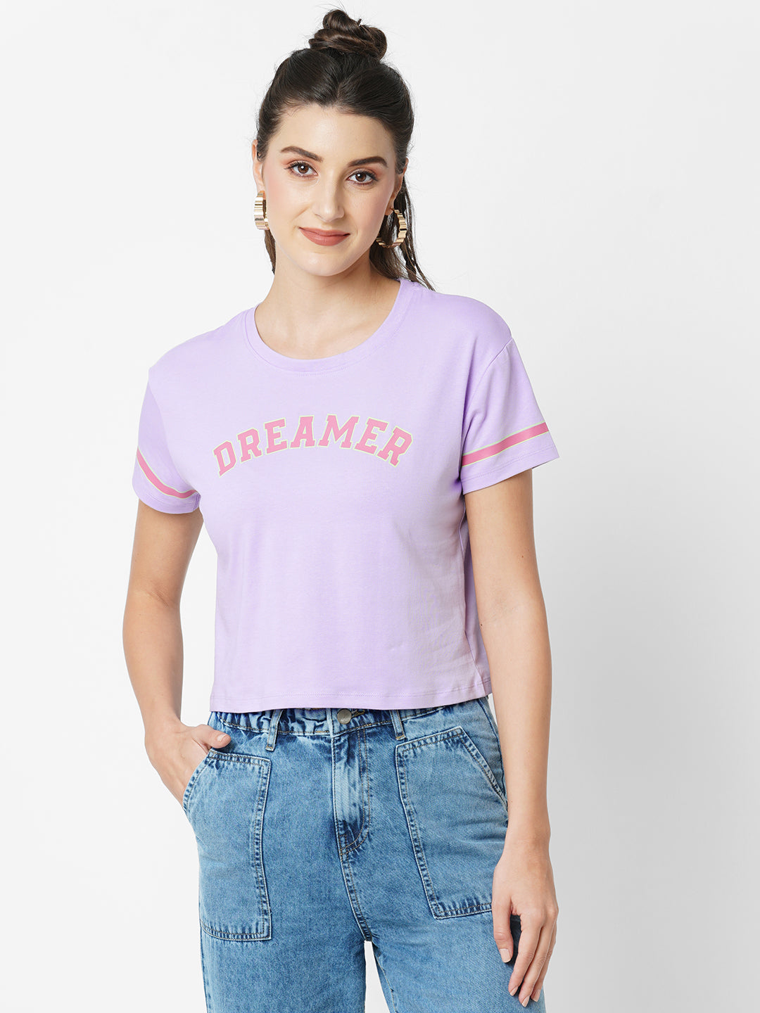 Women Lilac Crop T-Shirt