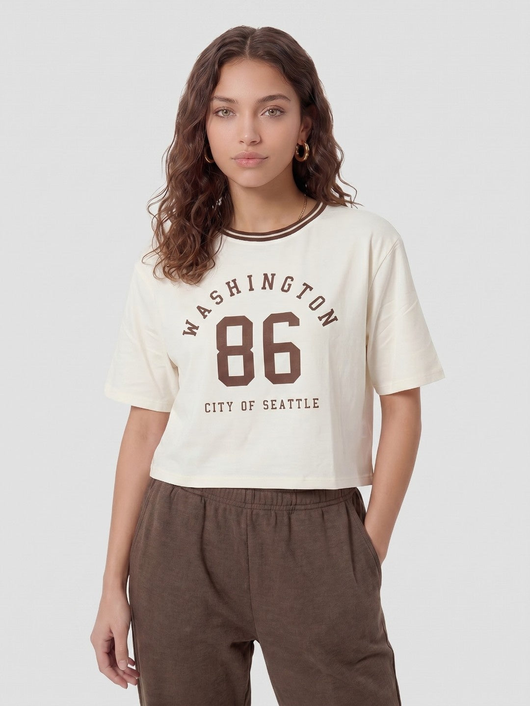 Women Ivory Crop Tees