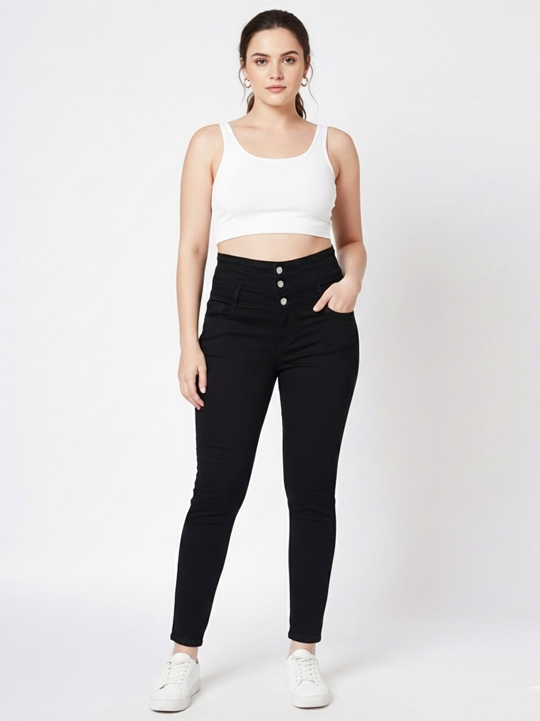 Women Black Super High-Rise Super Skinny Jeans