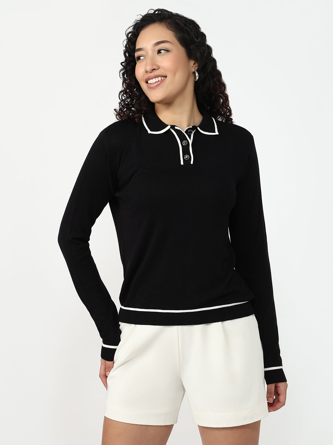 Women Black Slim Fit Flat Knit