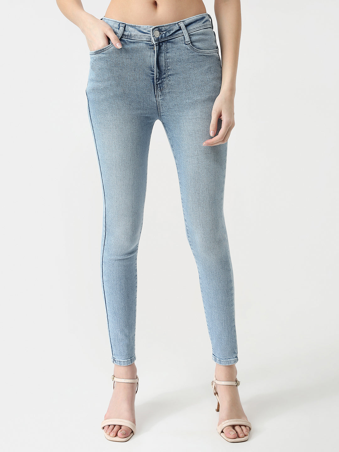 Women Light Blue Sky High Skinny Jeans