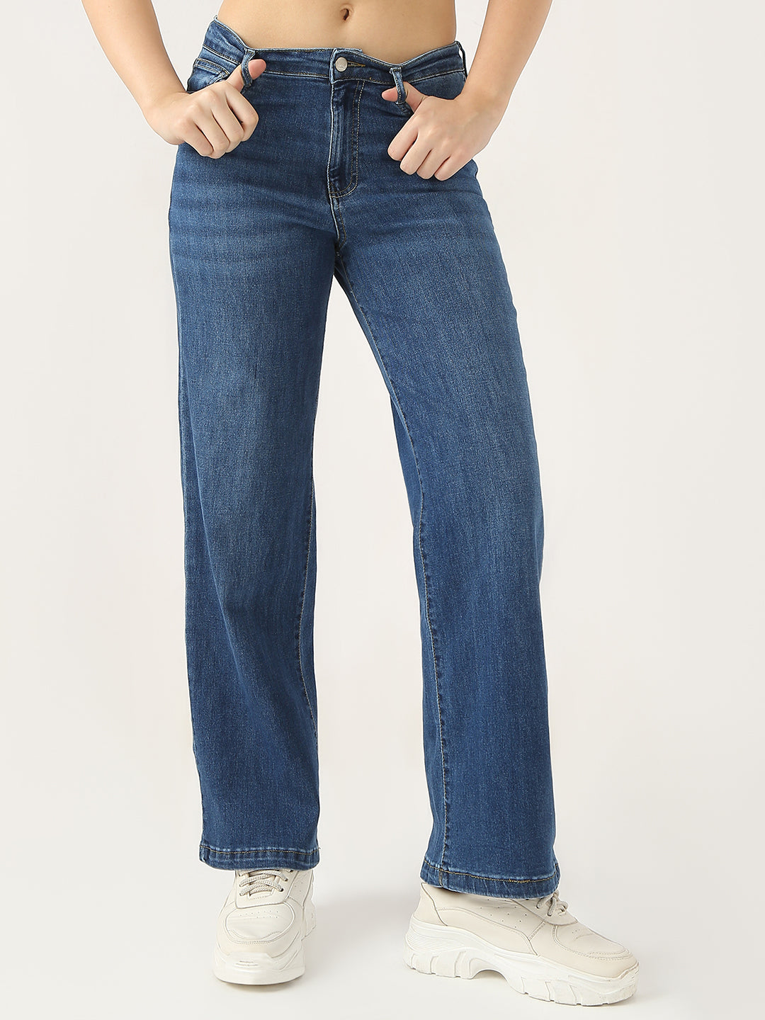 Women High Rise Wide Leg Jeans