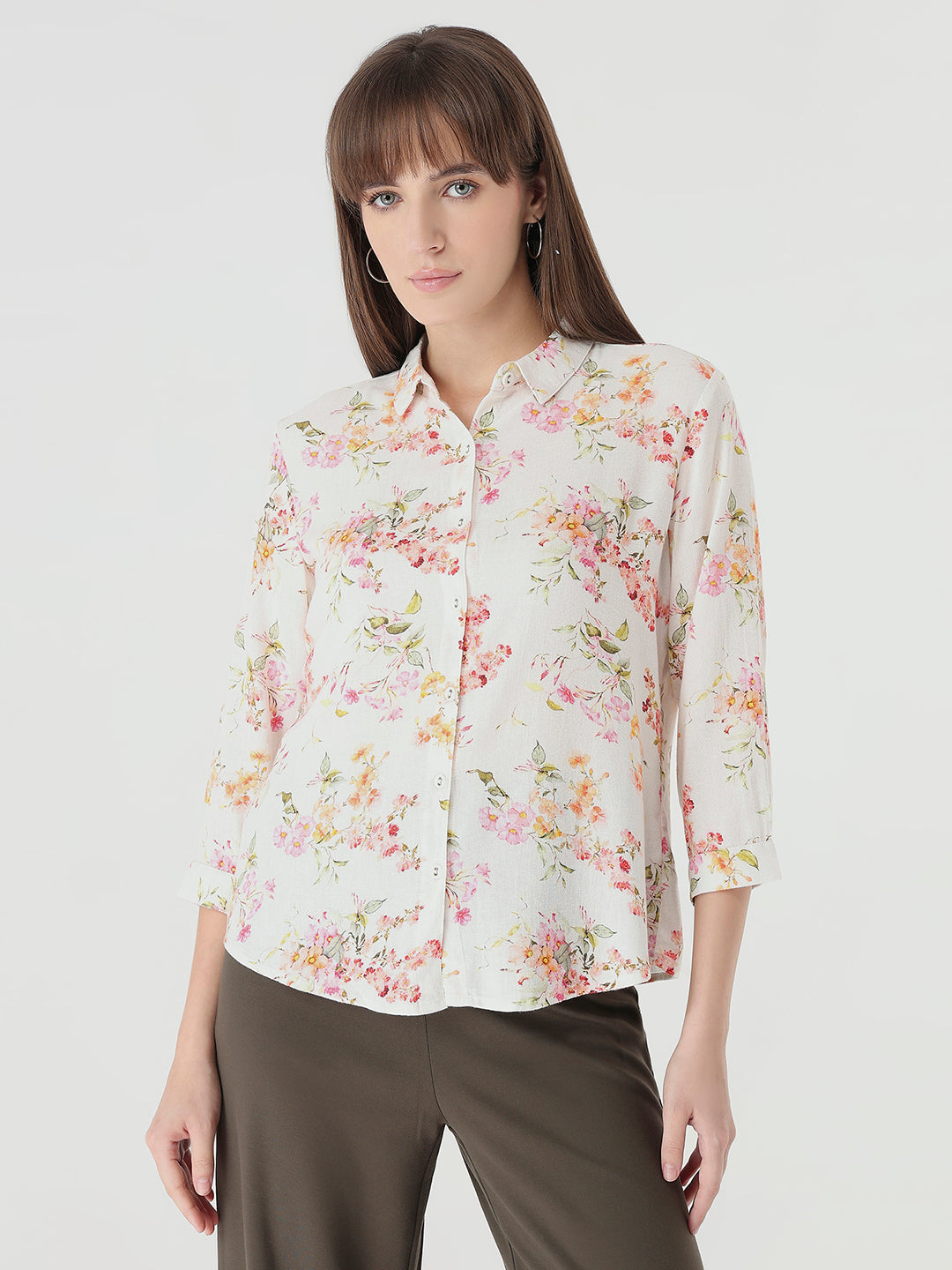 Women Floral Print Slim Fit Shirt