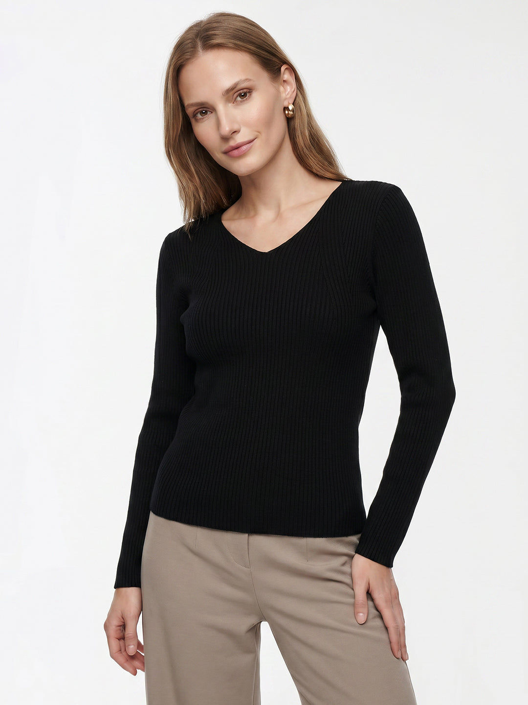 Women Black Flat Knit