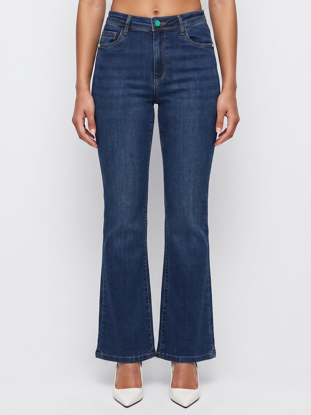 Dark Blue High-Rise Flare Jeans