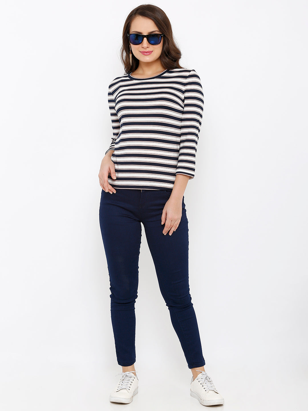 Women Navy/White Stripe T-Shirt