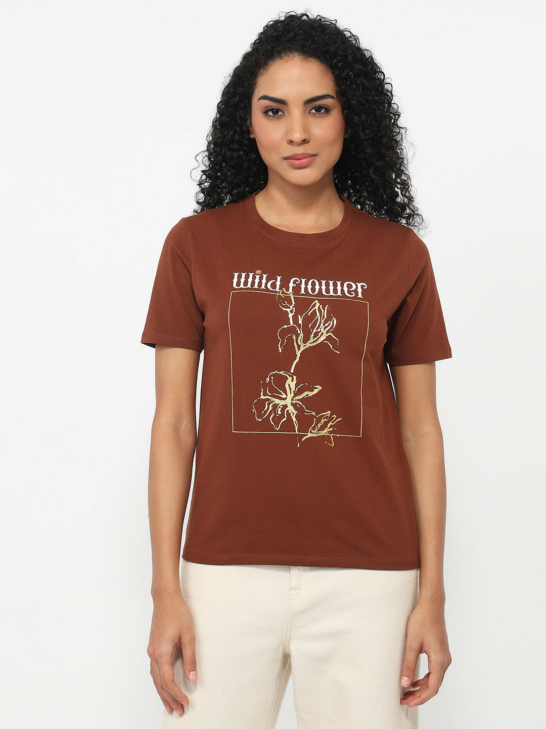 Women Sepia Graphic T-Shirt