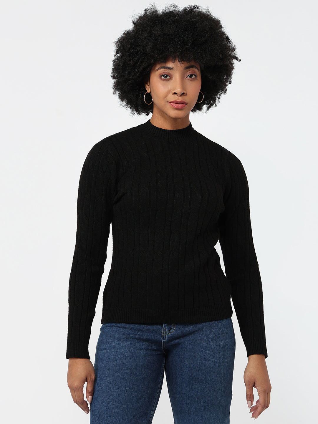 Women Black Slim Fit Sweater