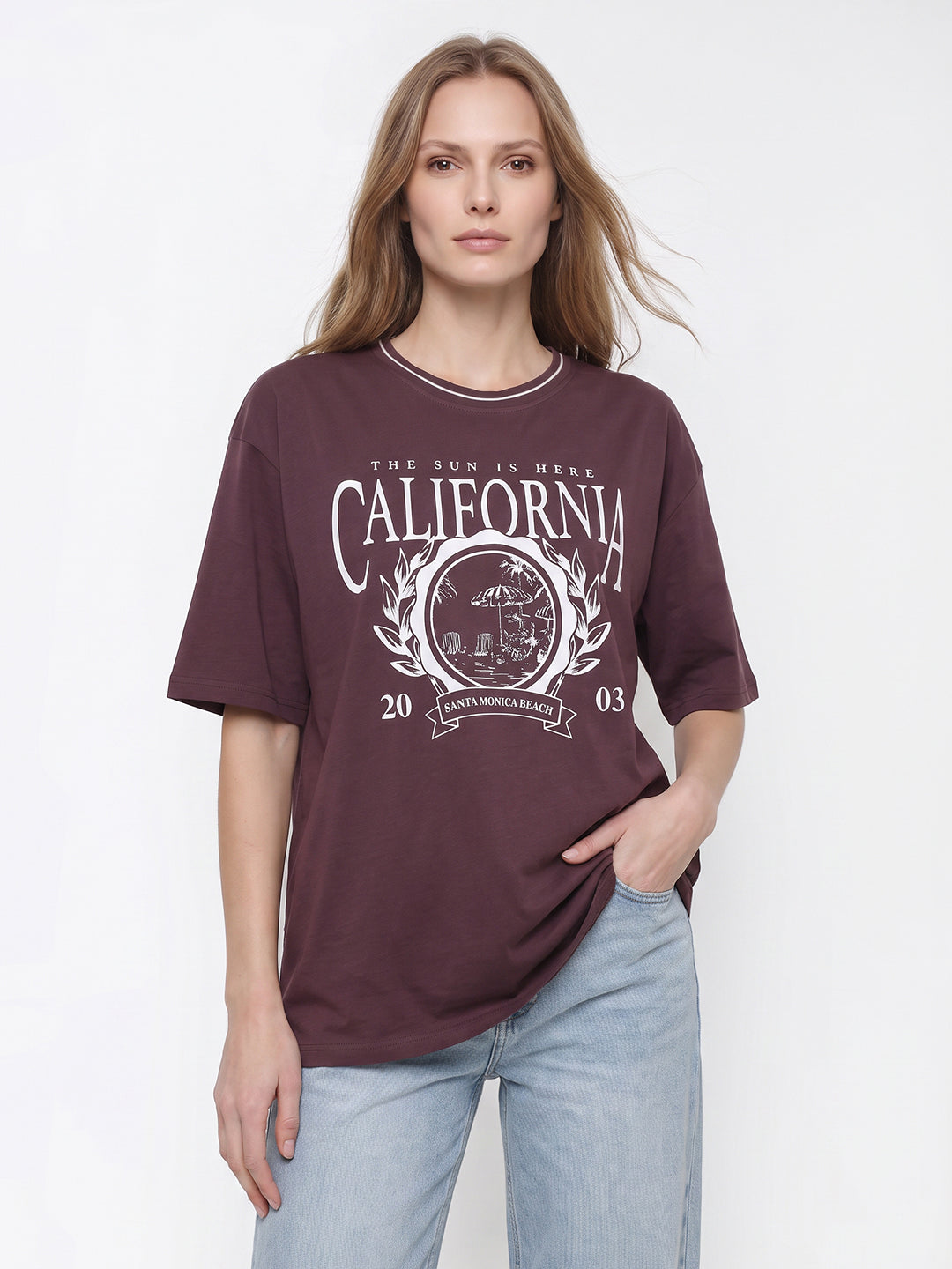 Women Mauve Oversized T-Shirt