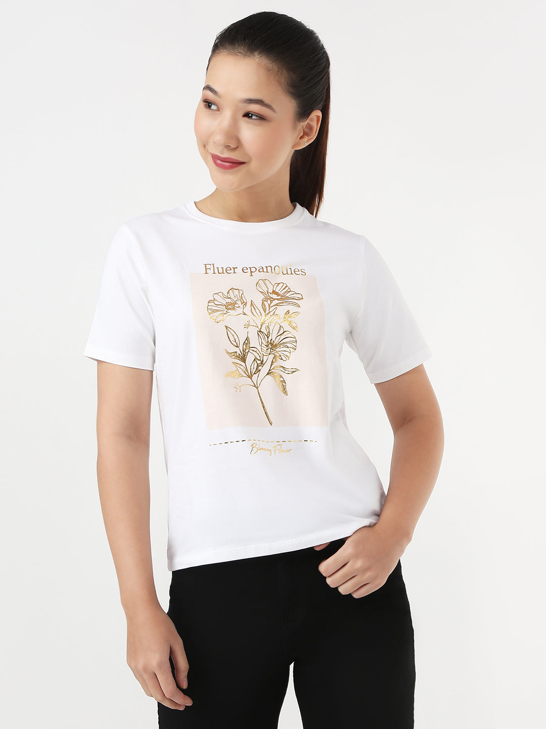 Women White Slim Boxy T-Shirt