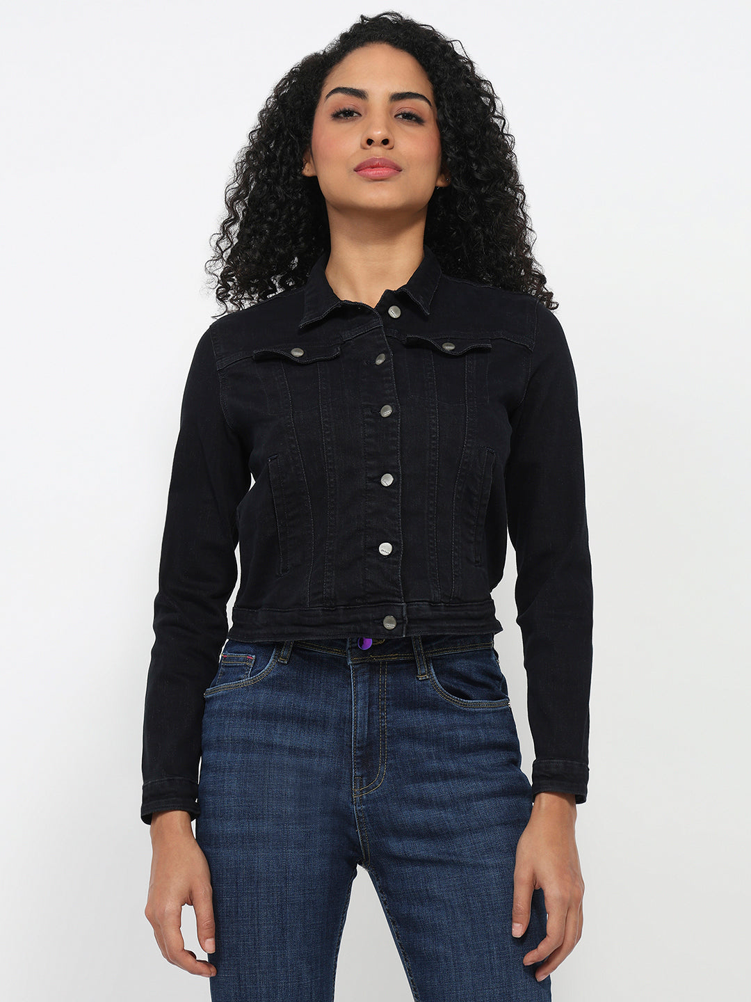 Women Black Solid Jacket