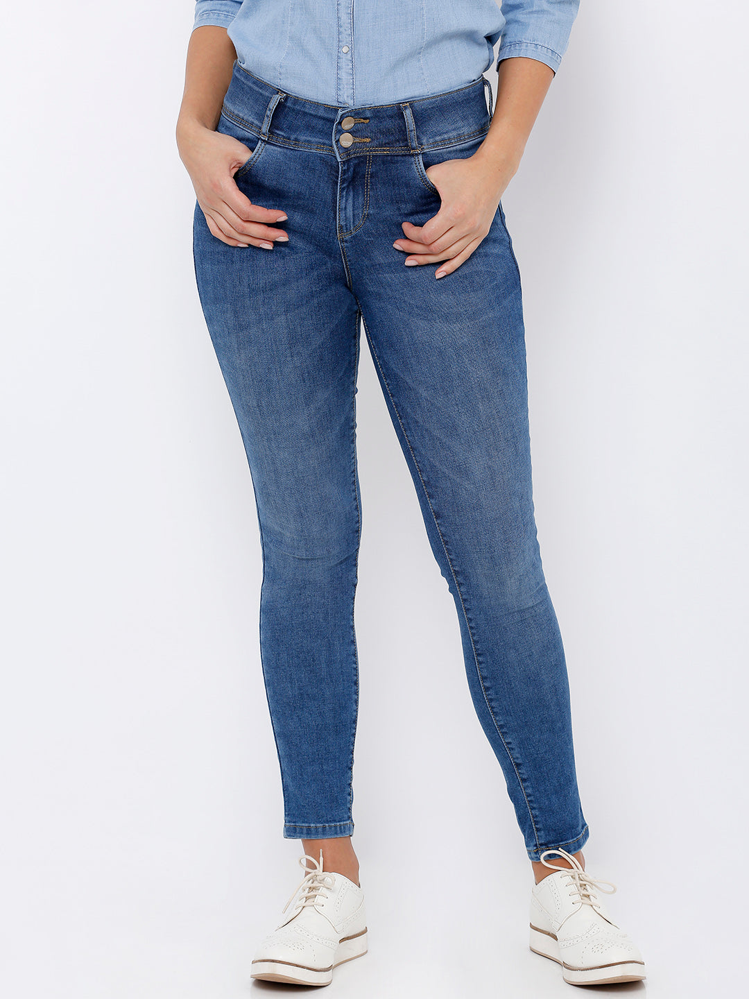Women Blue High-Rise Skinny Jeans