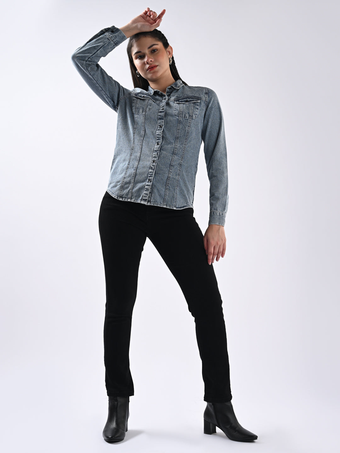 Women High Rise Snug Straight Jeans