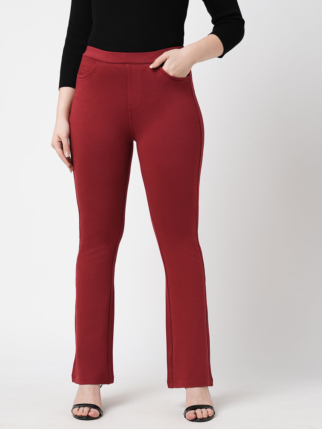 Women Brick Mini Flare Treggings