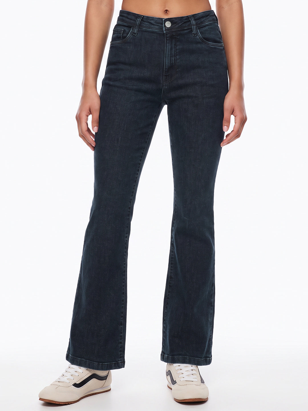 Slate Blue High-Rise Flare Jeans