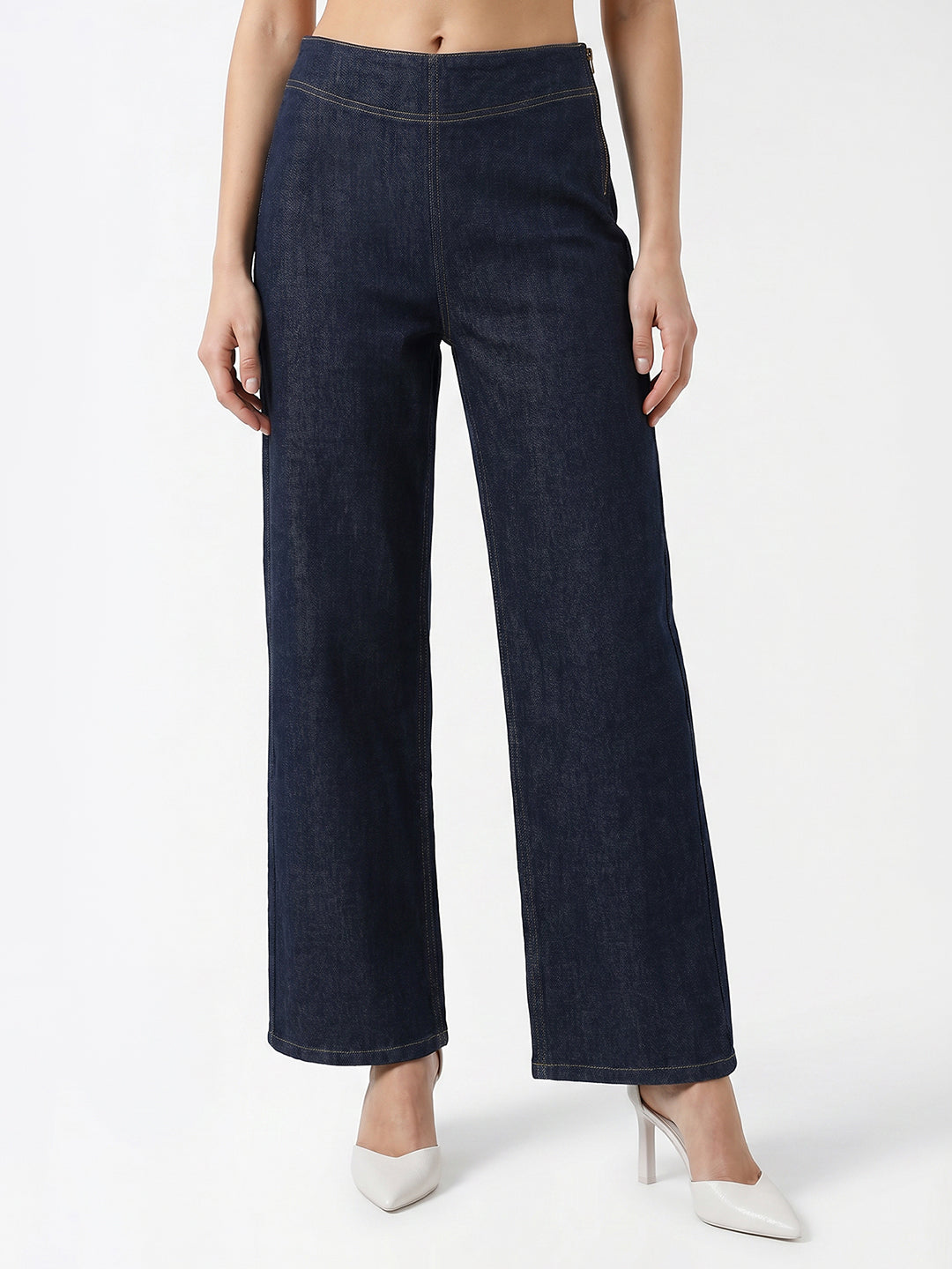 Dark Blue High-Rise Straight Fit Jeans