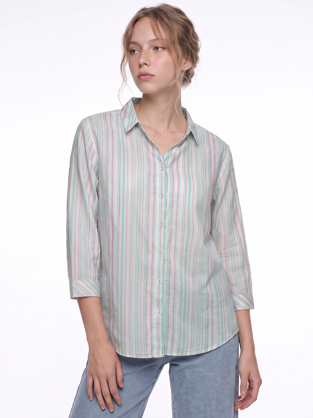 Aqua/Lavender Stripe Shirt