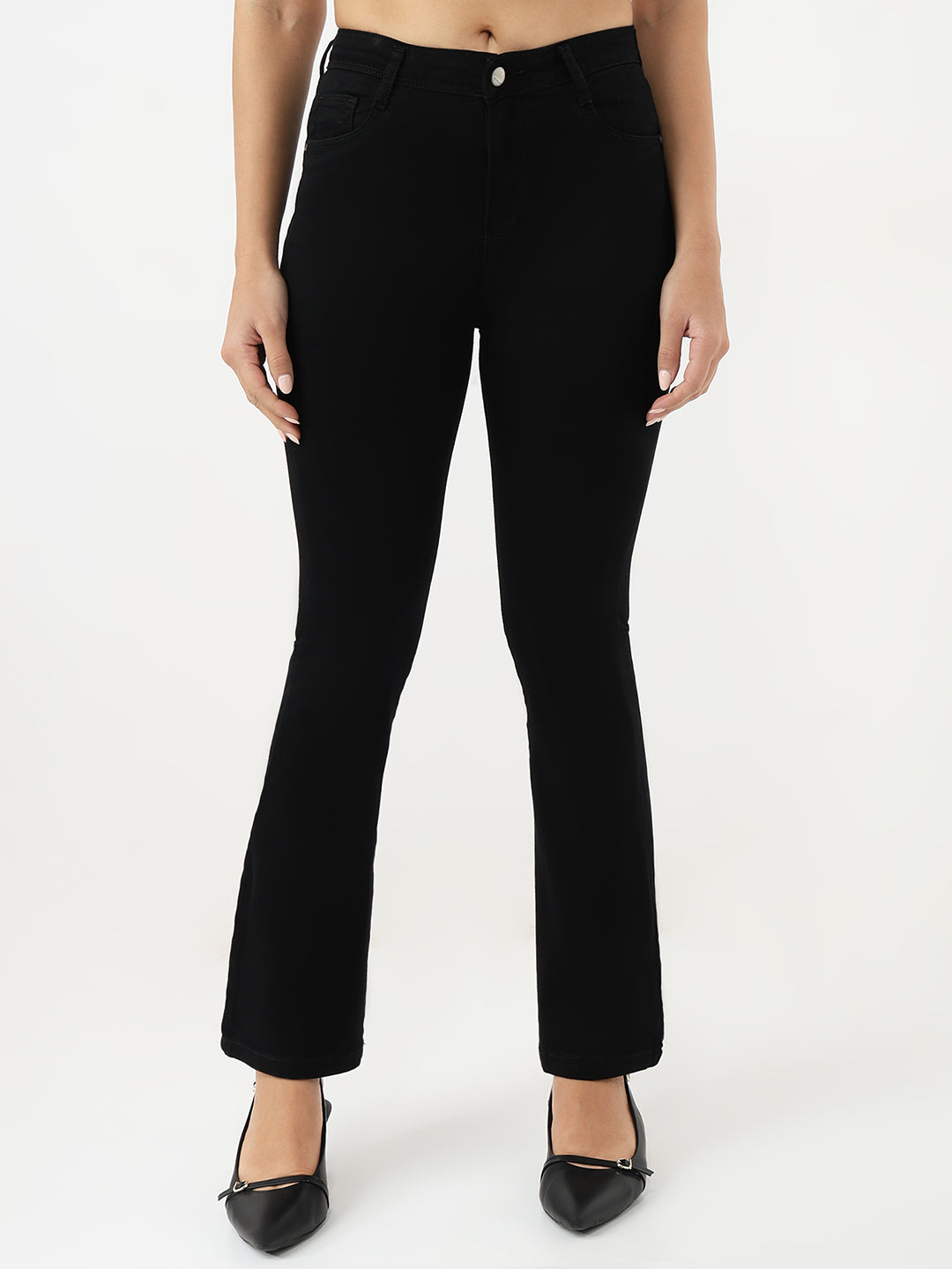 Women Black High-Rise Flare Jeans