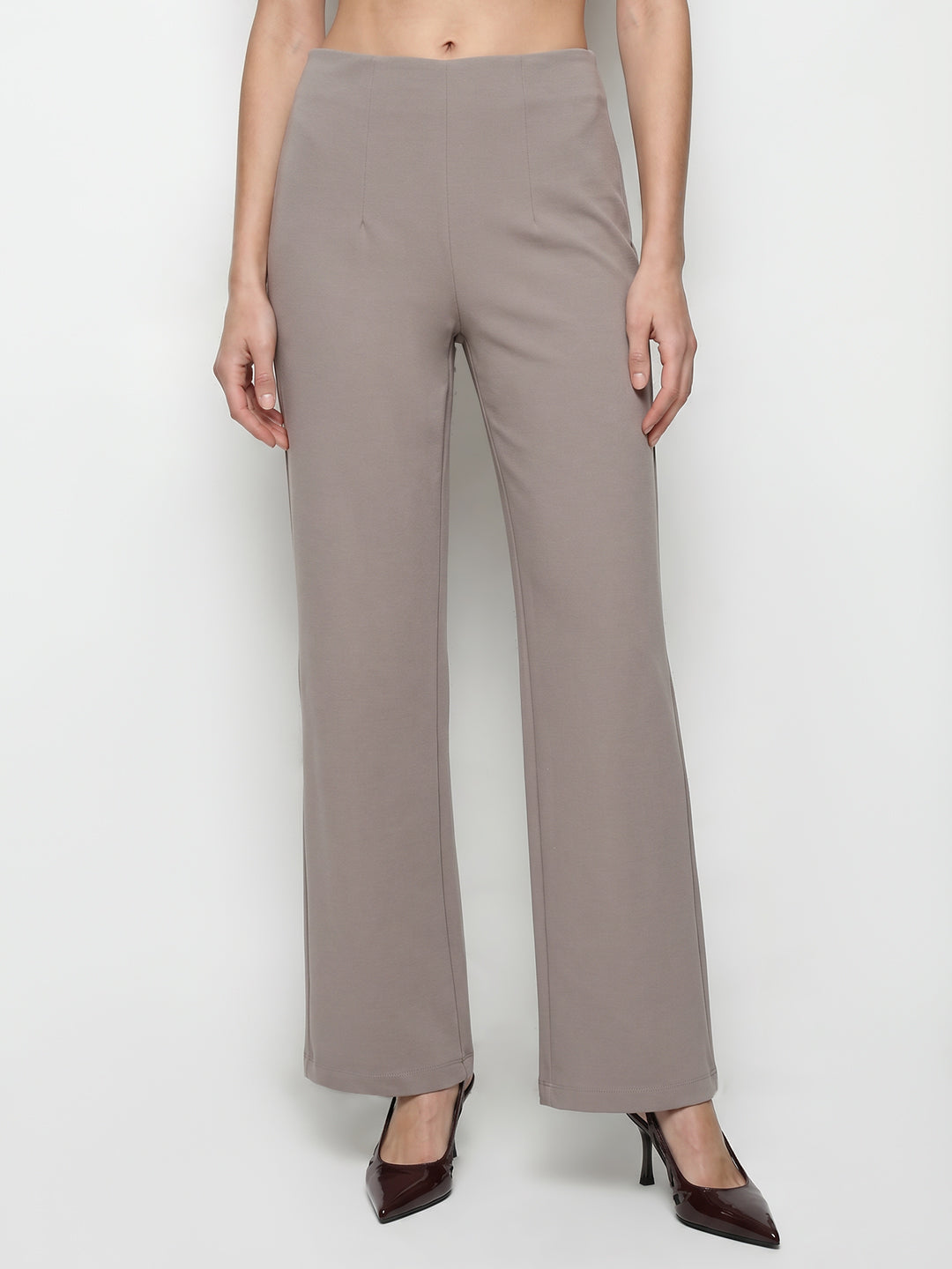 Women Light Grey Wide Leg Treggings