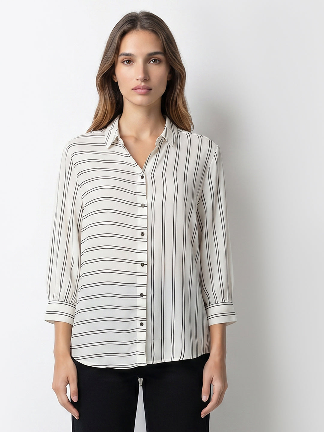 Women Black/White Stripe Shirt