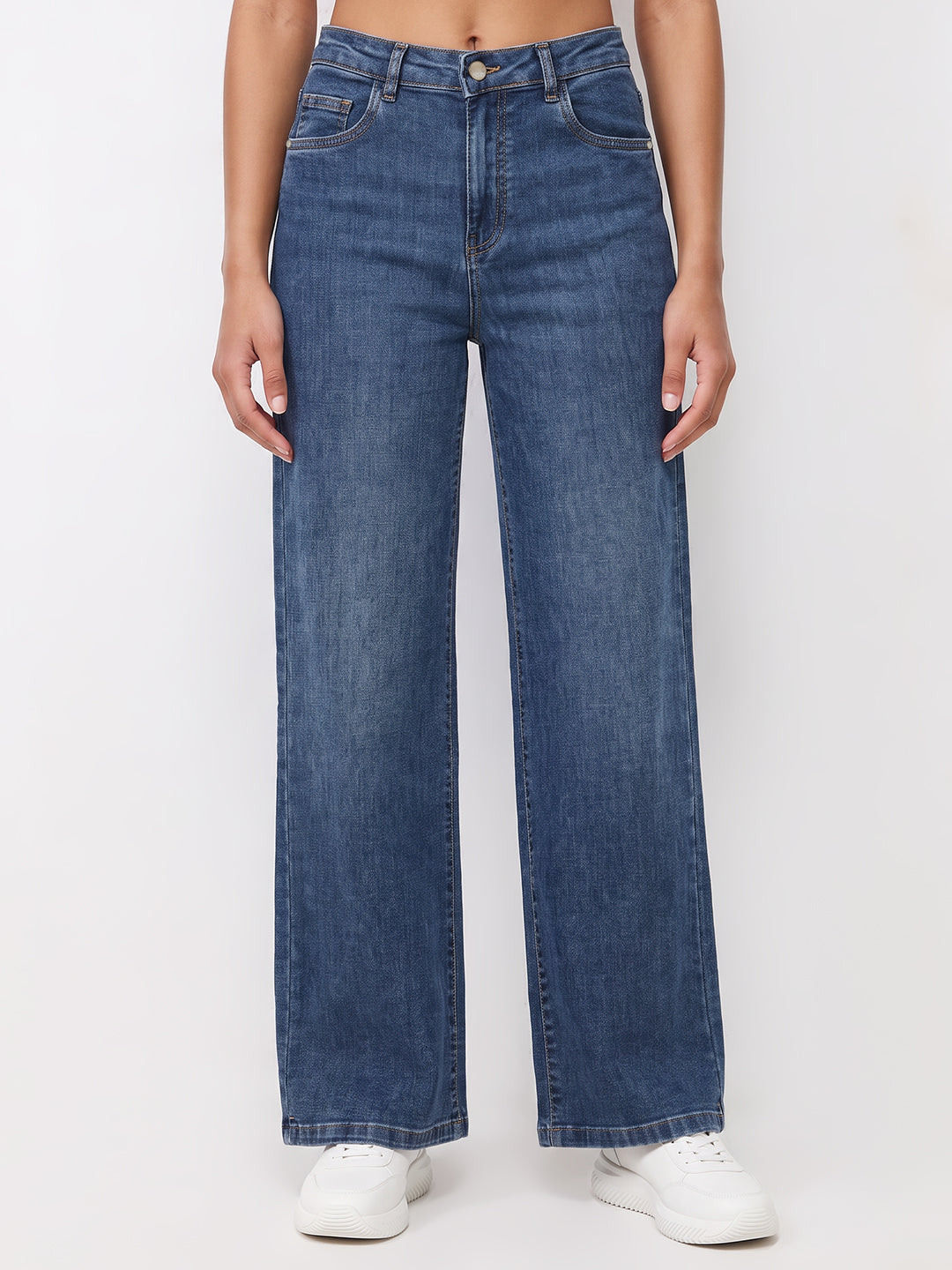 Dark Blue High-Rise Straight Fit Jeans