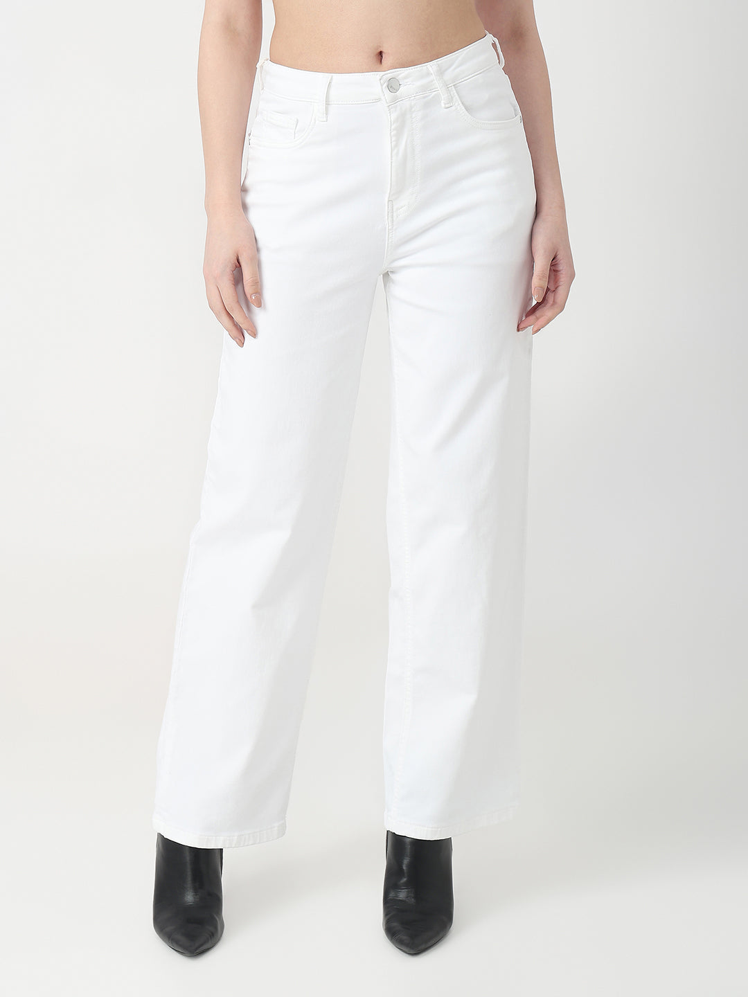 Women White High-Rise Straight Jeans