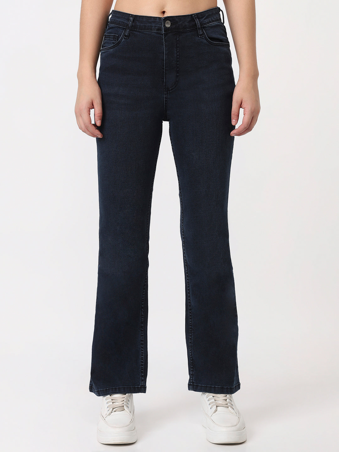 Slate Blue High-Rise Mini Flare Jeans
