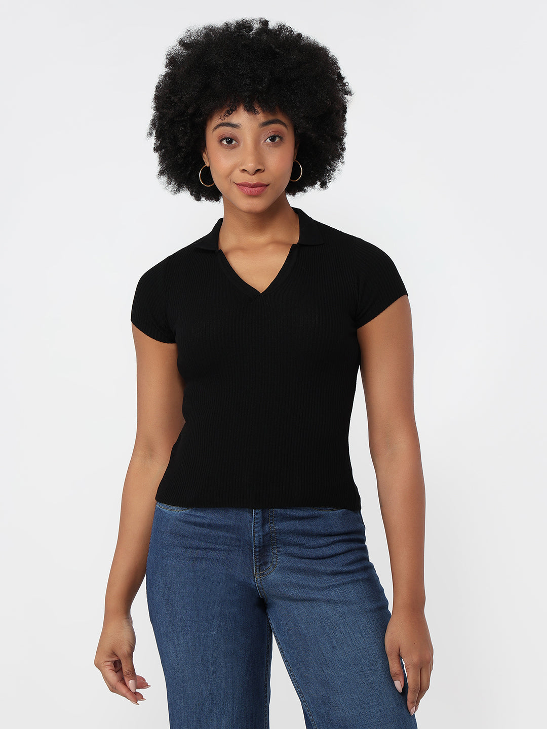 Women Black Slim Fit Flat Knit