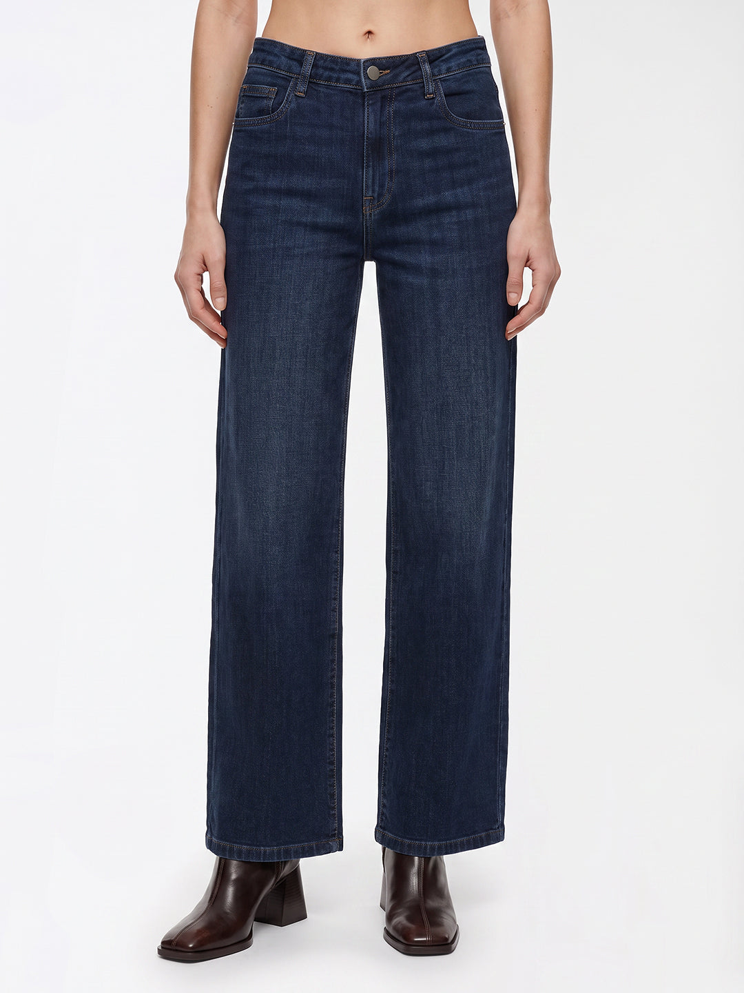 Women Blue High-Rise Straight Fit Jeans