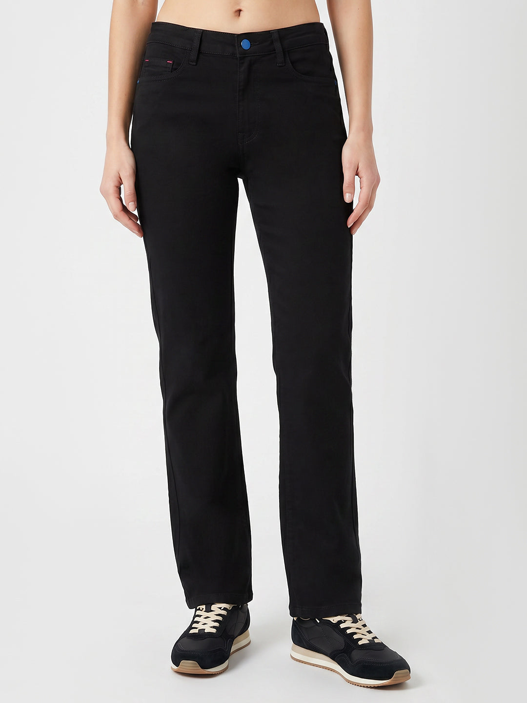Women Black High-Rise Slim Straight Fit Jeans