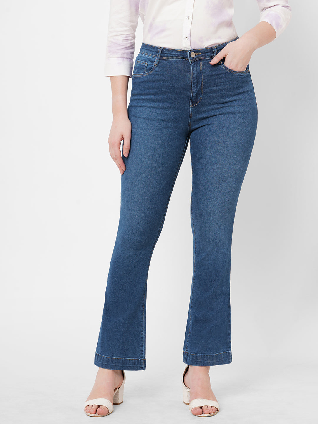 Women Blue High-Rise Flare Jeans