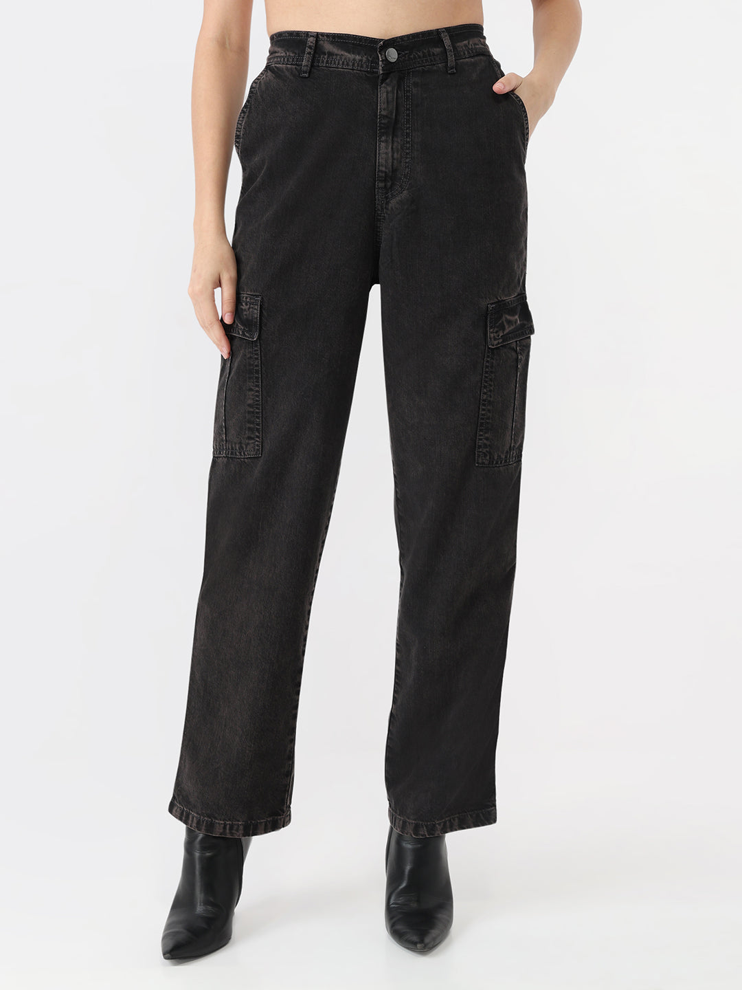 Women Grey Mid-Rise Cargo