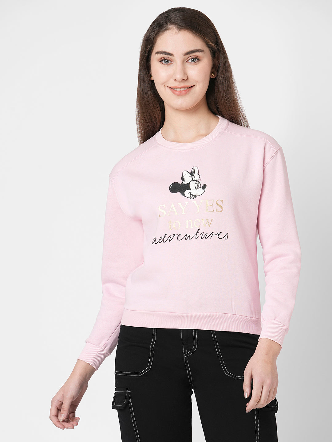 Women Dusty Pink Slim Fit Sweatshirt