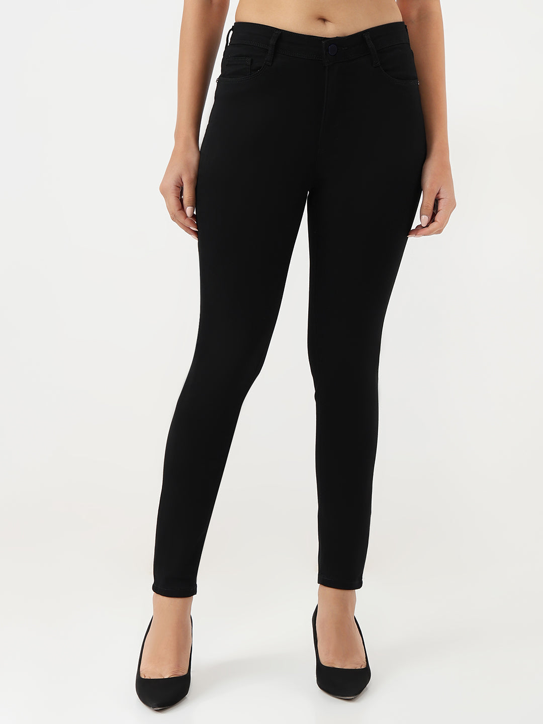 Women Solid Sky High Skinny Jeans