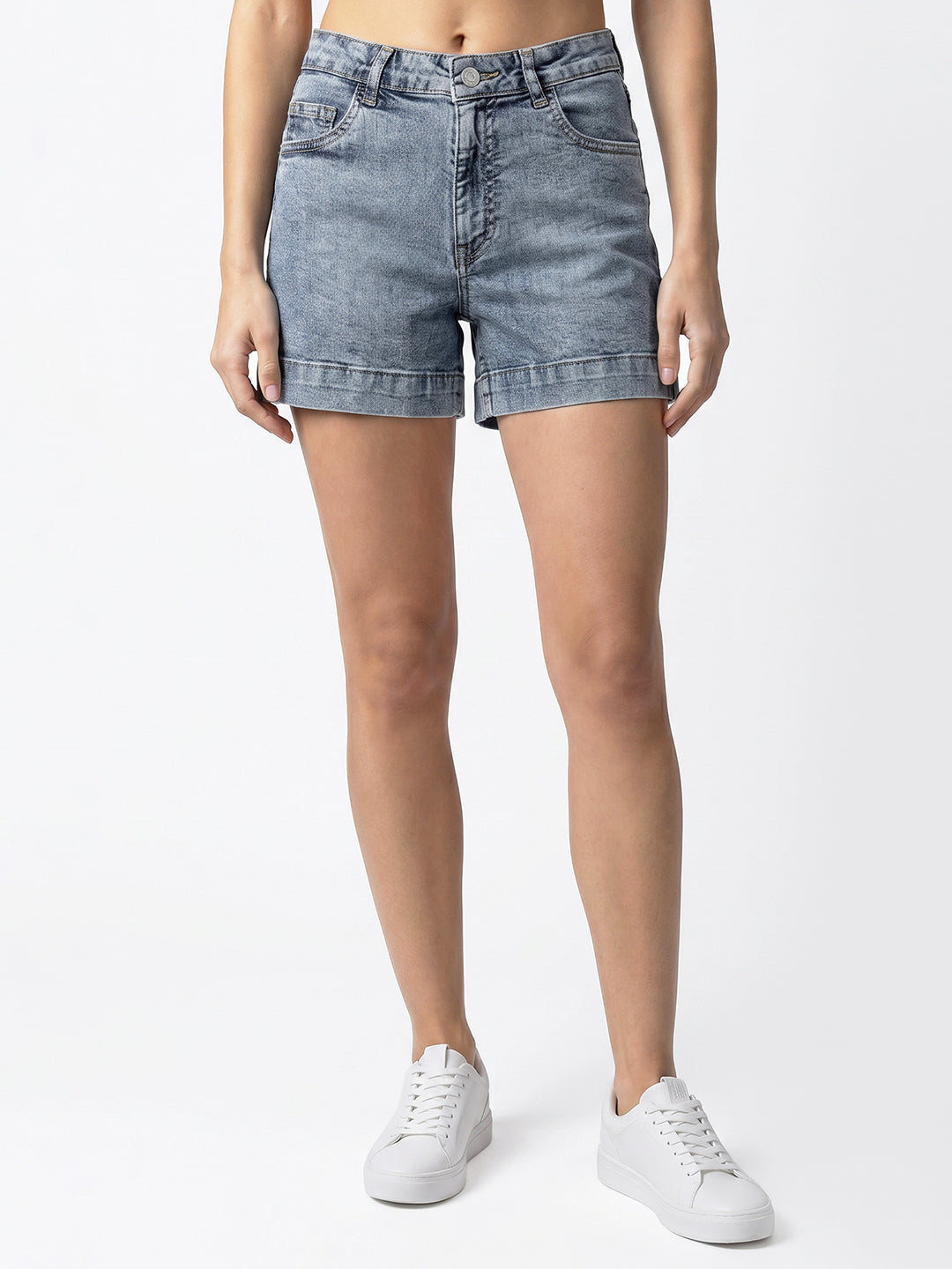 Women Light Blue High-Rise Short