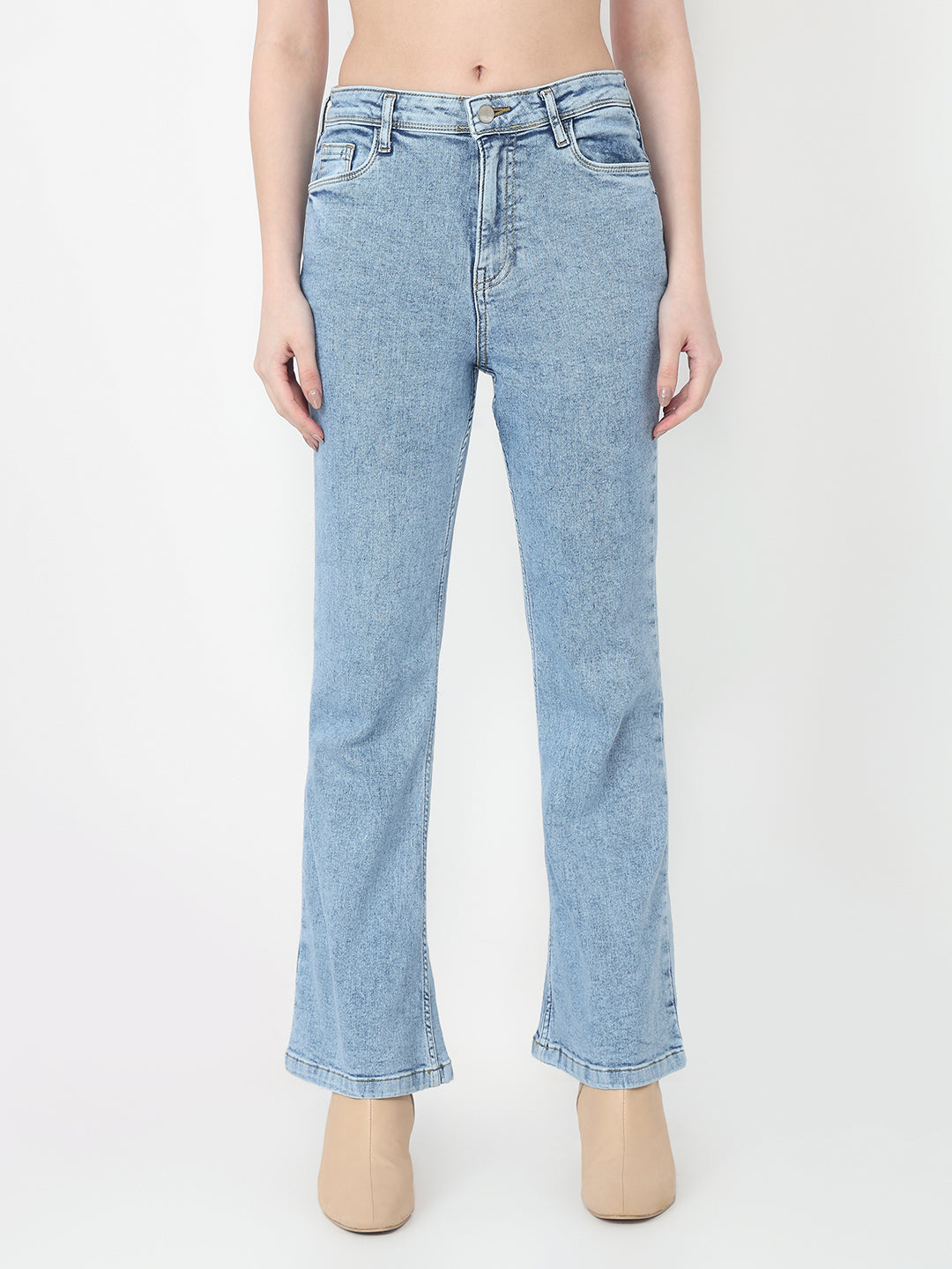 Blue High-Rise Flare Jeans