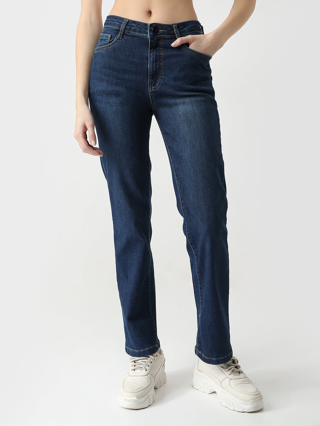 Women High Rise Straight Fit Jeans