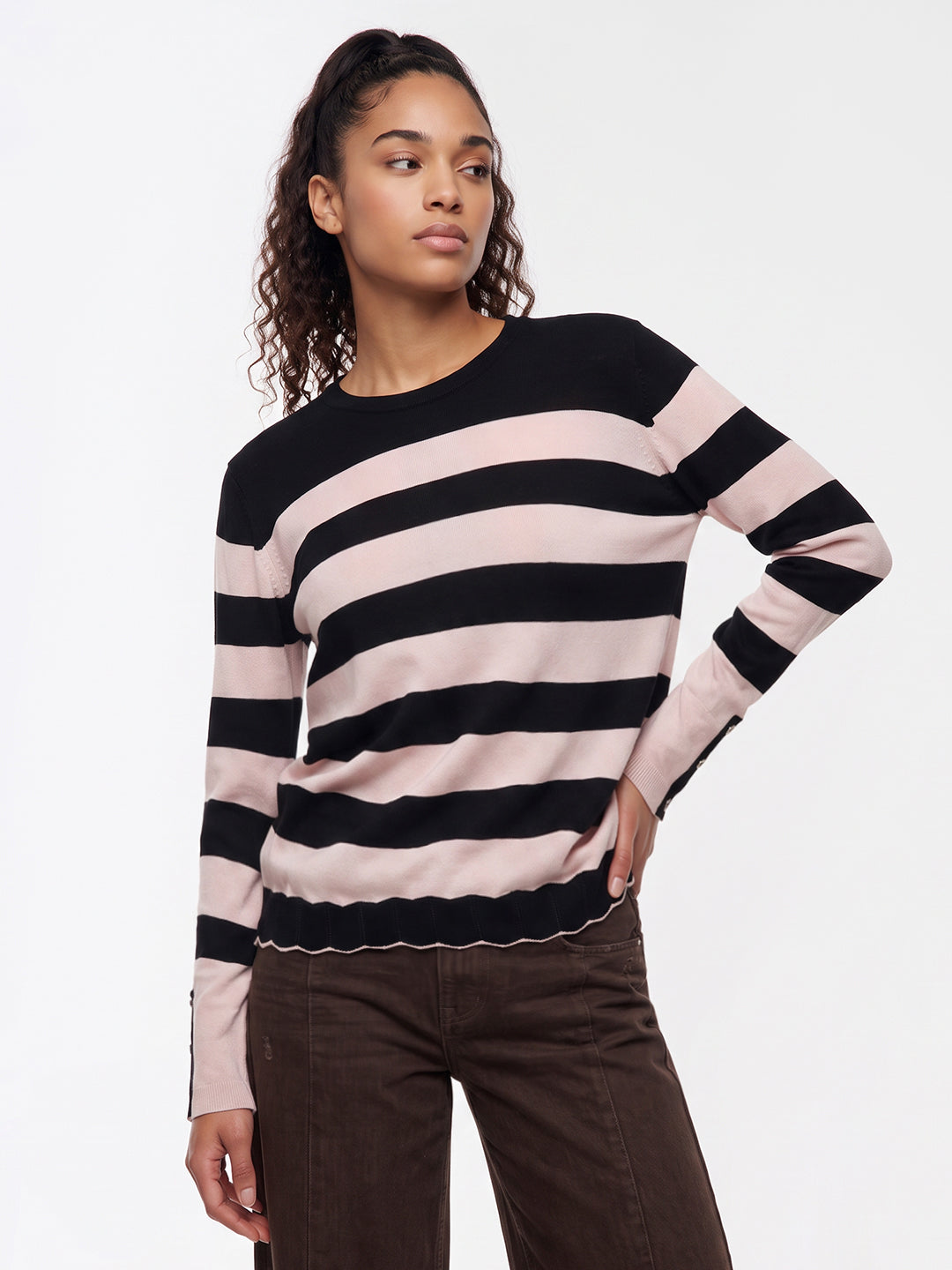 Black/Beige Flat Knit