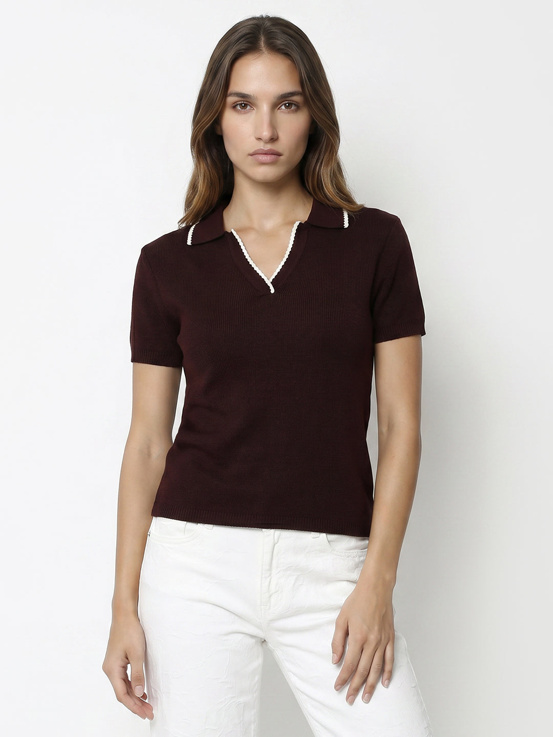Women Wine Flat Knit