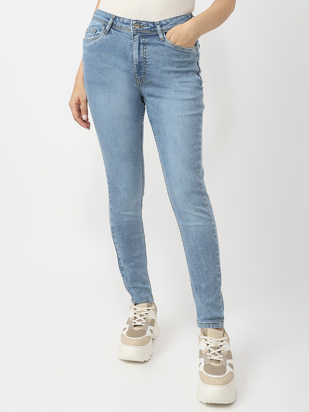 Women Blue High-Rise Skinny Jeans