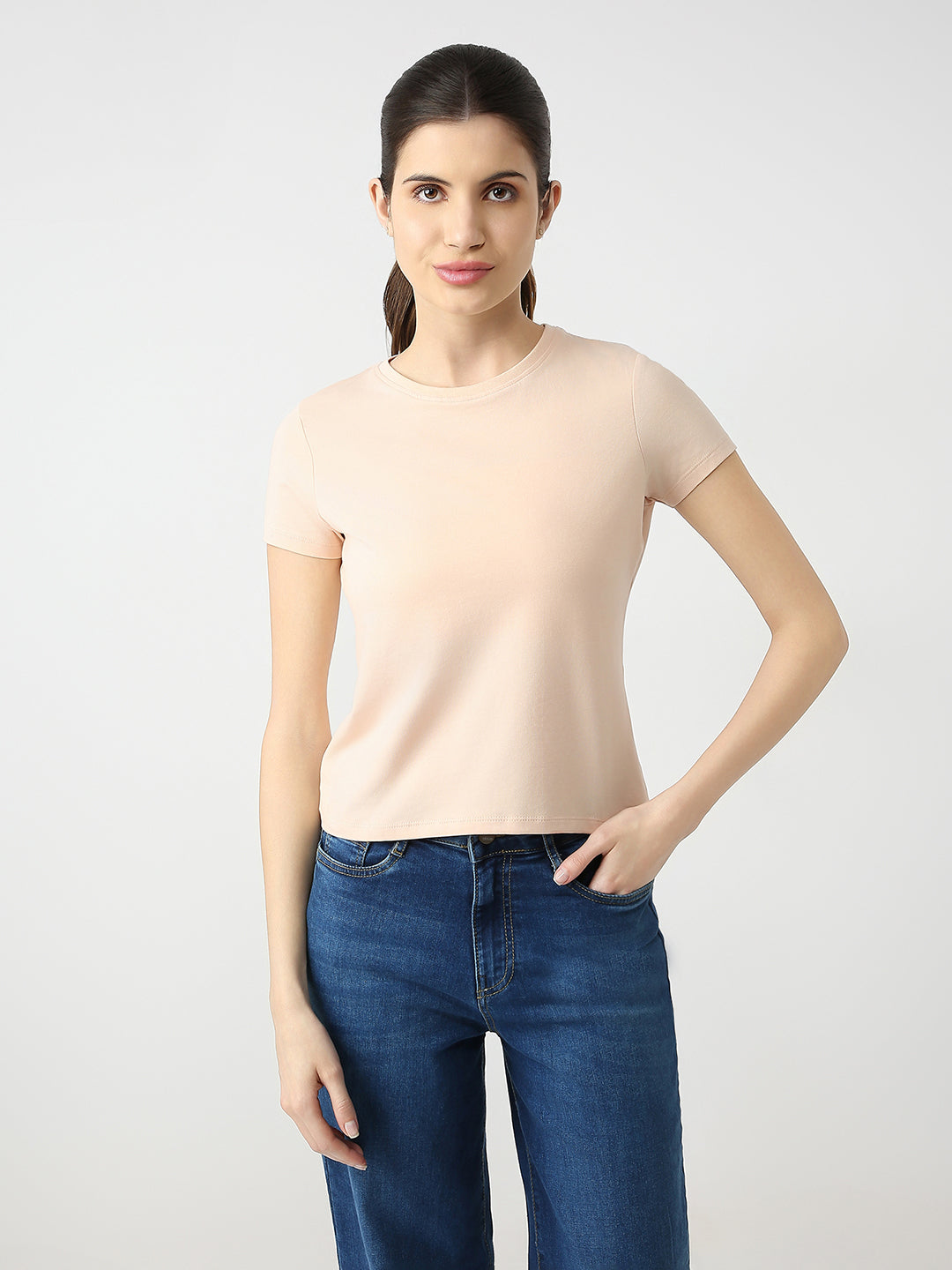 Women Slim Fit Solid T-Shirt