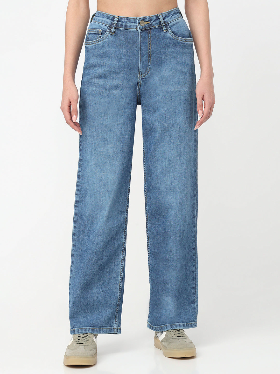 Women Blue High-Rise Straight Fit Jeans