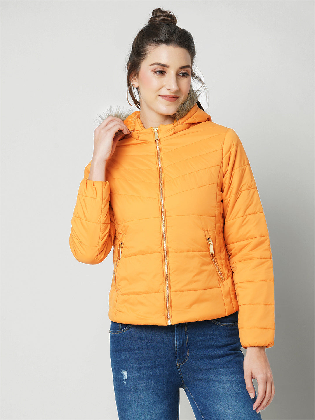 Women Honey Mustard Winter Jacket