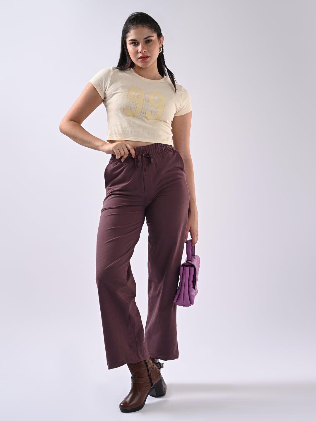 Women High Rise Wide Leg Trouser