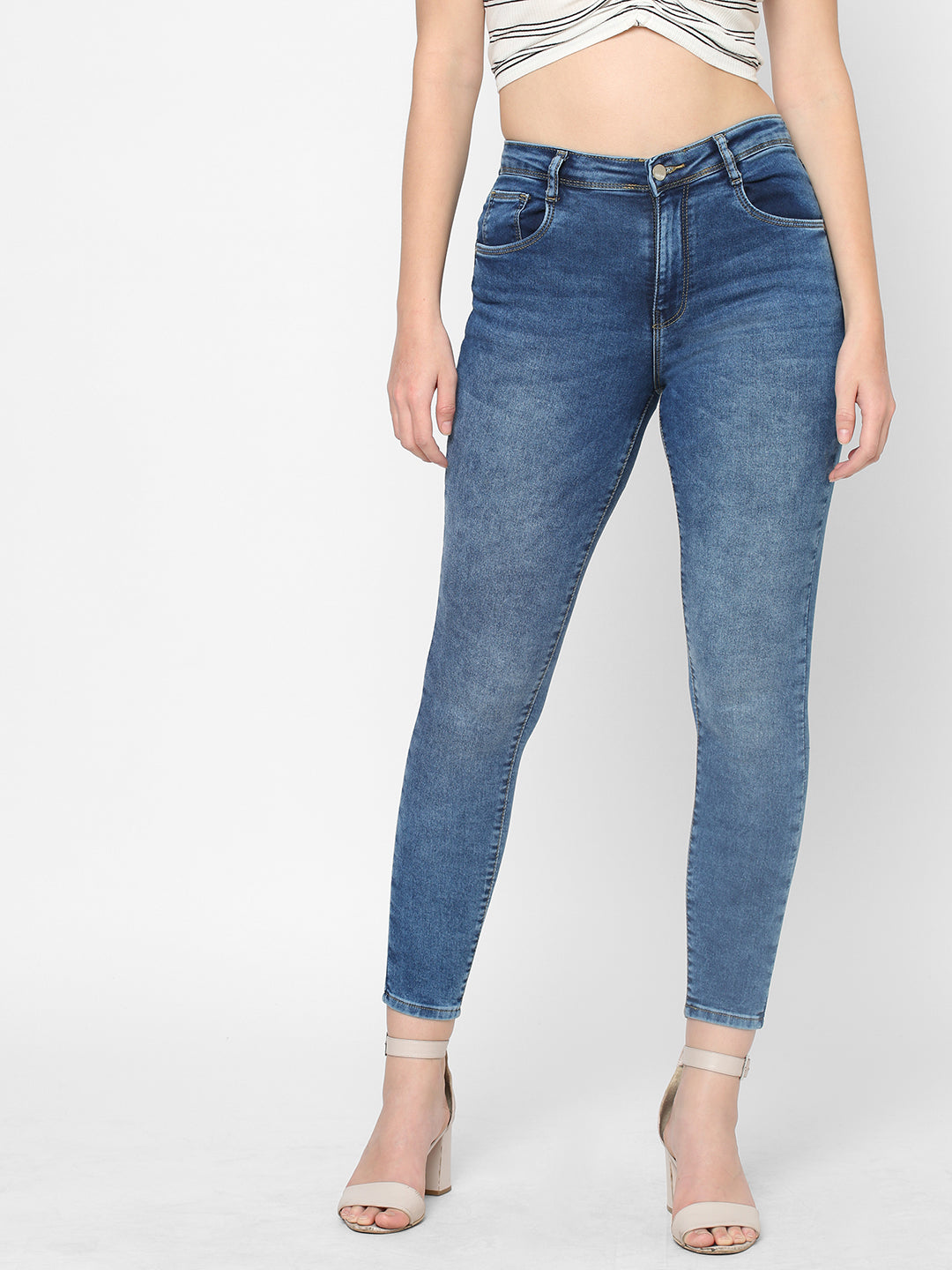 Women Blue High-Rise Skinny Jeans